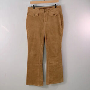 Jones New York JNY pants tan flare micro corduroy  size 14 front button flaps